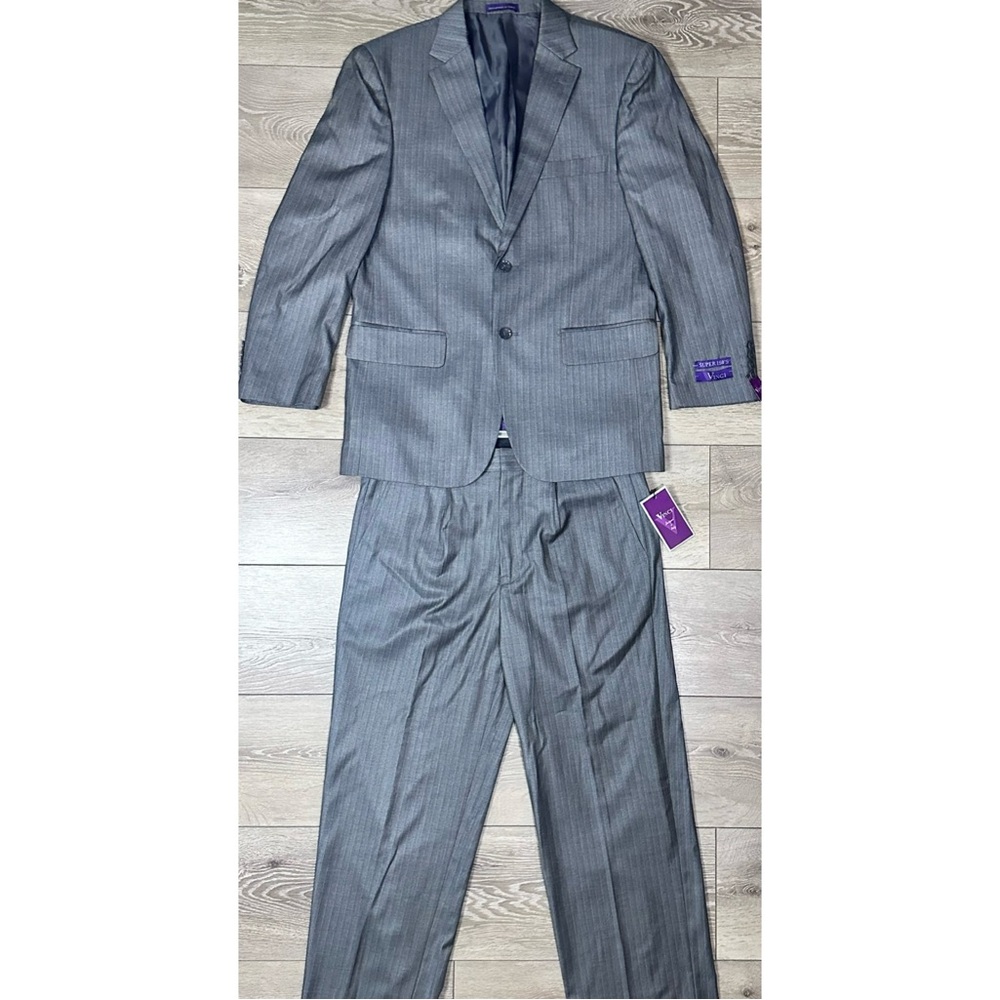 NWT Vinci Super 150’s Zenga Gray 2 Pc Pinstripe Suit